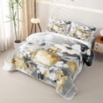 thumbnail image 3 of Castle Fairy Watercolor Abstract Flowers Print Quilt Full,Perfume Floral Pattern Full Bedspread Sets,Gold White, 3 of 7