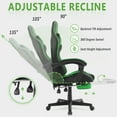 thumbnail image 3 of Luxvie Gaming Chair with Footrest High Back Computer Office Gamer Chair with Massage and Headrest Lumbar Support Swivel Seat Ergonomic Game Chair for Adults, Green, 3 of 9