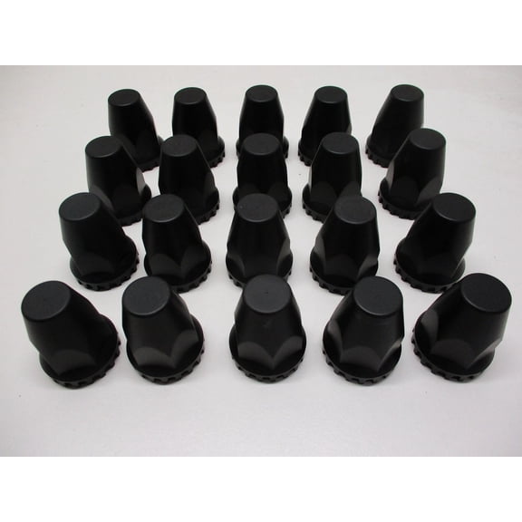 (20) Wheel Lugnut Black Plastic 33mm Thread On Nut Covers Caps / 2 3/4"