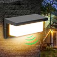 thumbnail image 1 of Luz de pared exterior LED de 18 W con sensor de movimiento Luz de pared exterior impermeable moderna 3000 K Lámpara de aplique LED blanca cálida Ip65 impermeable 1260 lm, 1 of 5