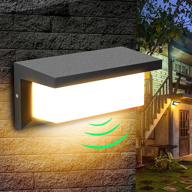 Luz de pared exterior LED de 18 W con sensor de movimiento Luz de pared exterior impermeable moderna 3000 K Lámpara de aplique LED blanca cálida Ip65 impermeable 1260 lm