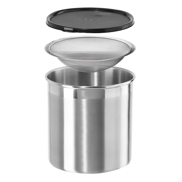 Oggi 7324 grasa de acero inoxidable puede con filtro extraíble, 1-quart, Stainless, 3,78L, 1