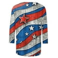 thumbnail image 4 of Frostluinai American Flag T Shirt Women 3/4 Sleeve USA Star Stripes Fourth July Tee Shirts Crew Neck Summer Red White and Blue T Shirts, 4 of 5