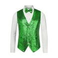 thumbnail image 5 of NOMADIC NOOK Men's Disco Shiny Sequin Sleeveless Suit Waistcoat Set with Bow Tie 2 Packs, 5 of 6