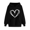 thumbnail image 2 of Women's Hoodies Casual Heart Print Hooded Sweatshirt Fall Winter Drop Shoulder Sleeve Long Sleeve Sweatshirt Loose Pullover Sweatshirts Tops, 2 of 3