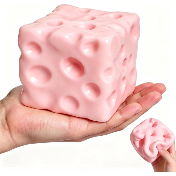 Giant Pink Cheese Squishy - Soft Slow Rising Squeeze Cheese Squishies, Soft Novelty Slow Rising Sensory Cheese Stress & Anxiety Relief Fidget Toys
