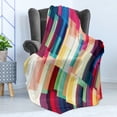 thumbnail image 4 of Abstract Soft Flannel Fleece Blanket, Futuristic Geometric Pattern Design with Colorful Stripes Modern Technologic Print, Cozy Plush for Indoor and Outdoor Use, 50" x 60", Multicolor, by Ambesonne, 4 of 5