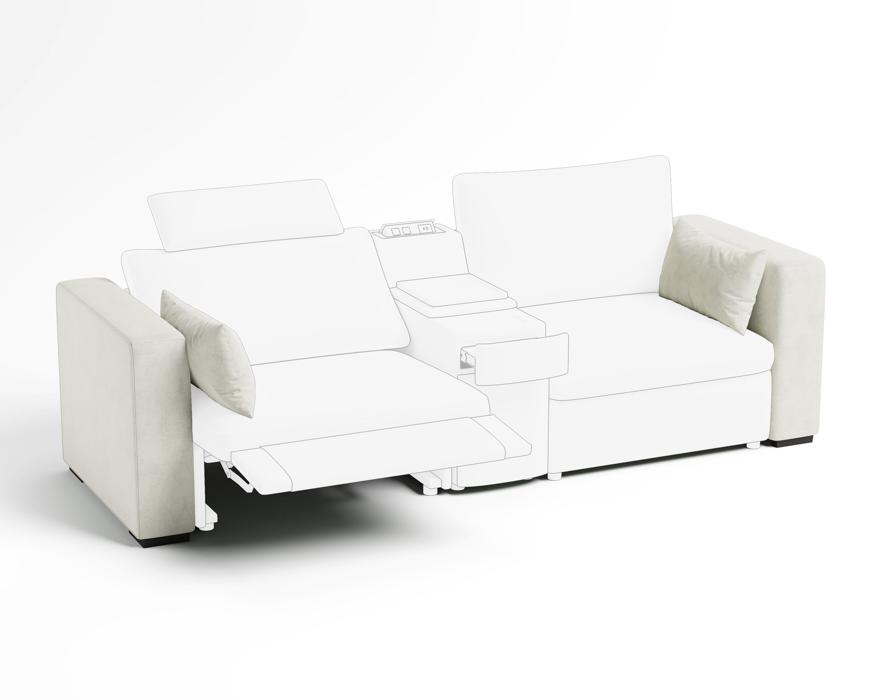 BEDEEP Chenille Armrest, White