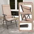 thumbnail image 5 of Costway 2 PCS Patio Folding Dining Chair with 7-Level Adjustable High Backrest for Garden Brown, 5 of 10