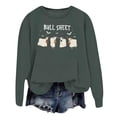 thumbnail image 4 of Chandail en Molleton Bull Sheet pour Femmes Oversize Chandail à Capuchon Halloween Chandails en Molleton Col Rond Manches Longues Chandail Top, 4 of 4