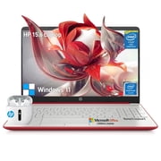 HP 15.6 Laptop Computer, 15 Inch Laptop Microsoft Office Lifetime, Thin Lightweight Business College Students Laptop Notebook PC, 32GB RAM 1TB SSD Windows 11,10-Key Number Pad|Ethernet Port|Webcam|Red