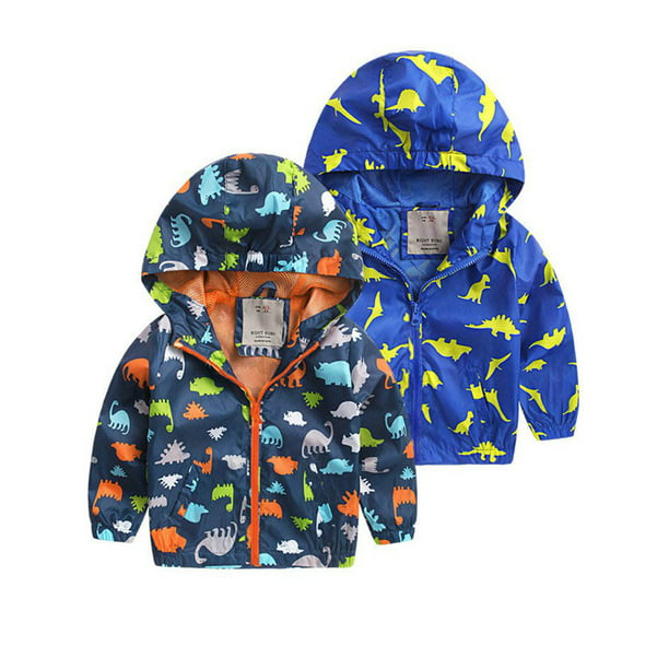 Toddler Kids Baby Boys Windproof Hooded Zipper Dinosaur Jacket Coat Hoodie Top Outwear