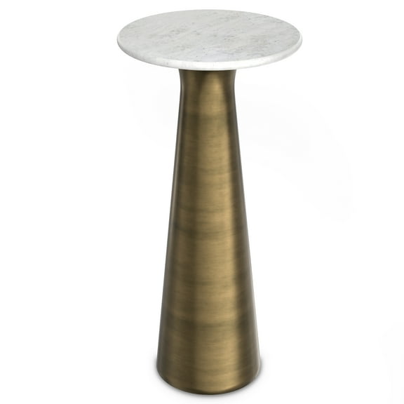 Simpli Home Nicollette Modern Contemporary 12 inch Wide Metal Side Table in Antique Brass