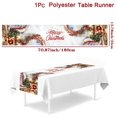 thumbnail image 3 of Camino de mesa navideño, adornos de nieve de bosque, Papá Noel, enanos, mantel rojo de Navidad, decoración de mesa, decoración de fiesta, 3 of 4