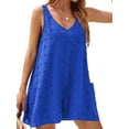 thumbnail image 3 of UVN Summer Swimsuit Coverups for Women Bathing Suit Ladies Pom Pom Beach V Neck Tank Dress with Pockets, 3 of 8