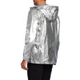 thumbnail image 3 of INSPIRE CHIC Metallic Jacket for Men's Sparkle Zipper Hooded Windbreaker Silver L, 3 of 5