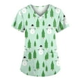 thumbnail image 1 of Hauts à Manches Courtes pour Femmes Mode Manches Courtes Col en V Uniforme de Travail Imprimé de Noël avec Poche Blouse Hauts pour Femmes Manches Courtes Hauts de Noël pour Femmes, 1 of 4