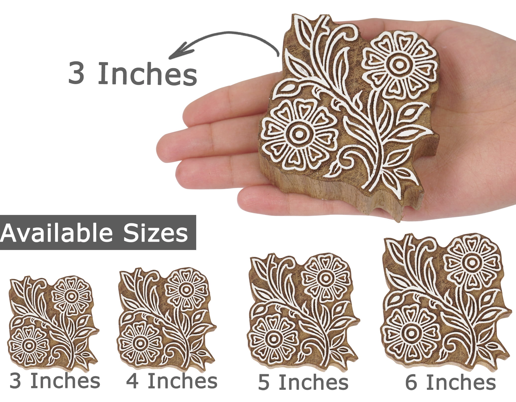 a.blocks arts Wooden Printing Hand Block for Stamp/Crafts Textile  Printing/Making Pottery - Set of 3 Piece, Size - 2.3 inch, 3 inch, 2.3 inch  : : Toys & Games