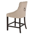 thumbnail image 3 of SAFAVIEH Eleni 26 in. H Tufted Wing Back Counter Stool with Ring, Beige, Set of 2, 3 of 14