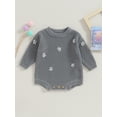 thumbnail image 2 of Liacowi Baby Boys Girls Sweatshirts Rompers Flower Print Crew Neck Long Sleeve Knit s Infant Fall Jumpsuits Newborn Casual One Piece Bodysuits 0-24M, 2 of 7