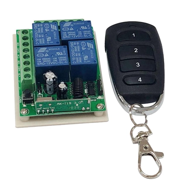 433 Mhz Interruptor Remoto Inalámbrico Universal - Módulo Receptor De De 4 Canales Y Transmisor - Con Electrónico De Bloqueo Soledad Módulo de interruptor de control de relé