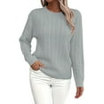 thumbnail image 2 of Women's Sweaters Cable Knit Basic Long Sleeve Cozy Soft Pullover Sweaters, 2 of 5