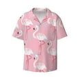 thumbnail image 3 of Cauagu Pink Flamingo Men's Short Sleeve Button Down Hawaiian Shirt for Men Bowling Shirts Casual Summer Beach Shirt,, 3 of 6