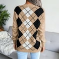 thumbnail image 4 of GBSYEWXS Women Sweater V-Neck Color Block Long Sleeve Outwear Comfortable Khaki Sweater, 4 of 9