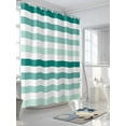 thumbnail image 3 of Shower Curtain Aqua Stripes Bathroom Curtains with Hooks, Waterproof Fabric Green White Classic Striped Bath Shower Curtains Set for Bathroom Bathtubs Decor 72x72 Inch, 3 of 8