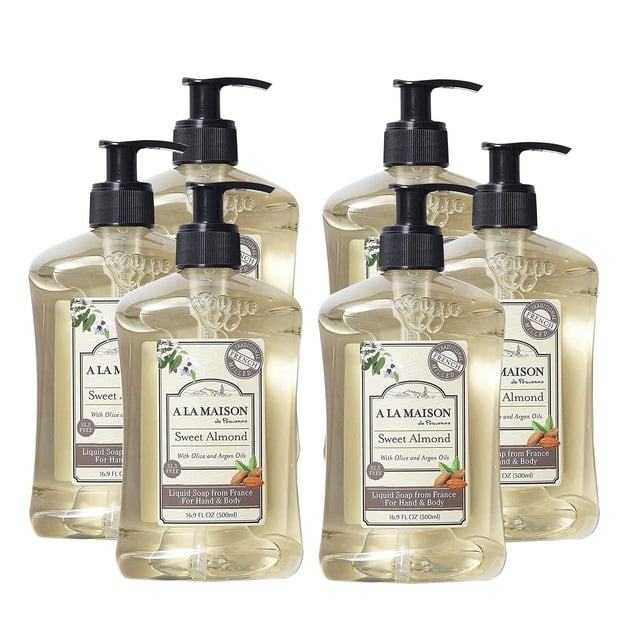 A LA MAISON Jabón de manos líquido francés Almendra - Lavado de manos natural hecho con aceites esenciales - Biodegradable a base de plantas, vegano, sin crueldad, sin alcohol ni parabenos (paquete de