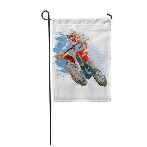 JSDART Helmet Motocross Rider on Motorcycle Mountain Action Bike Biker Garden Flag Decorative Flag House Banner 12x18 inch