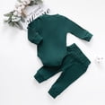 thumbnail image 3 of Winter Newborn Baby Boy Girl Clothes Set Ribbed Outfits Unisex Infant Solid Cotton Button Long Sleeve Tops Pants 2PCS, 3 of 7