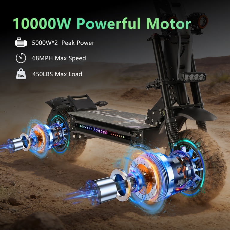ZonDoo RoadHitter Electric Scooter, 68mph Speed, 75 Miles Range