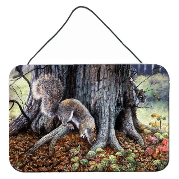 Carolines Treasures BDBA0260DS812 Grey Squirrels around the Tree Wall or Door Hanging Prints 8x12 multicolor