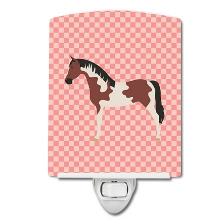 

Caroline s Treasures BB7907CNL Pinto Horse Pink Check Ceramic Night Light 6x4x3 multicolor