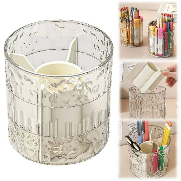 Rotating Transparent Pen Holder, 360° Swivel Desktop Organizer for Pens, Pencils and Office Supplies, Pen Holder, Desk Organizer,Makeup Organizer,Clear,1PC