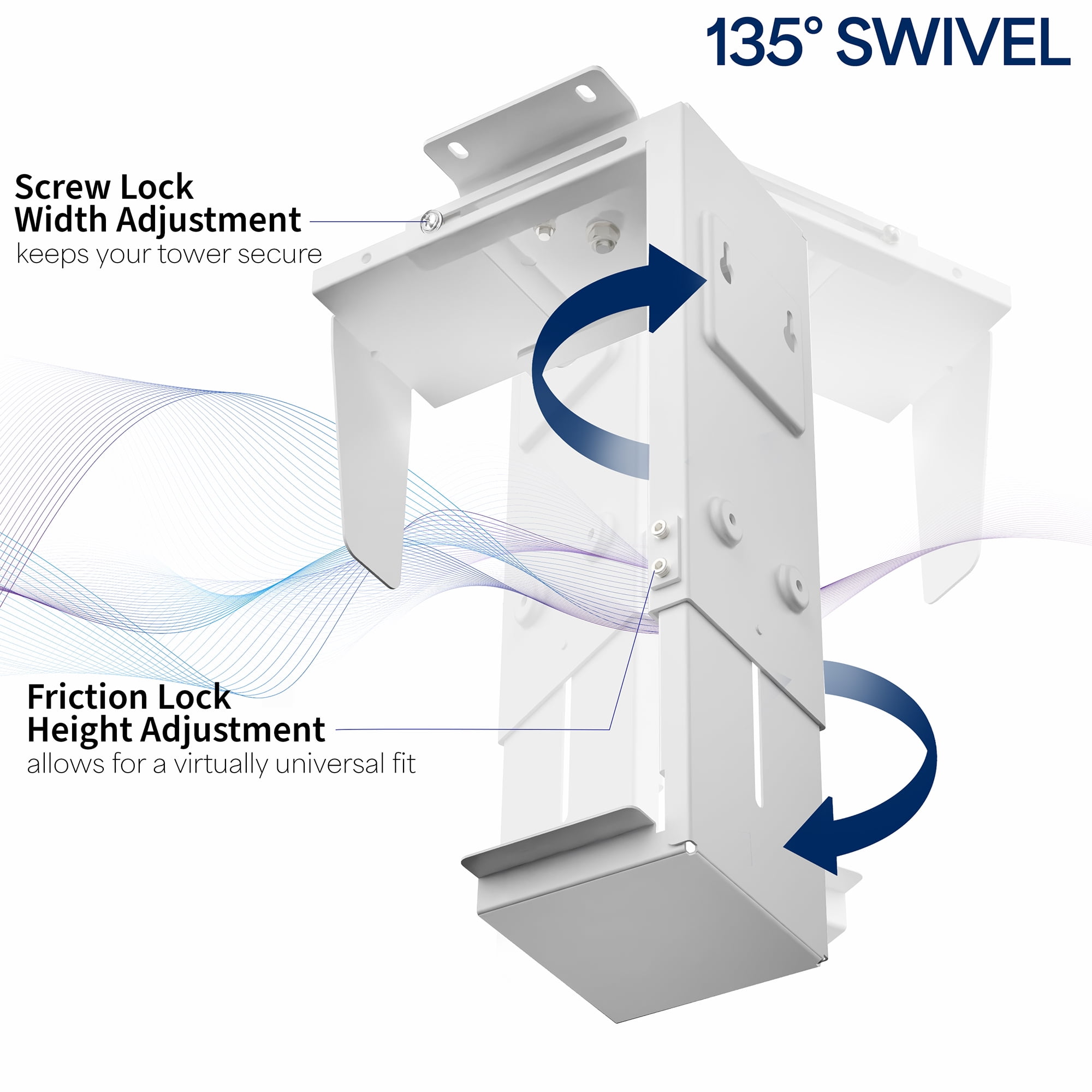 VIVO White Under-Desk and Wall PC Mount, Computer Case Holder with 135 Swivel