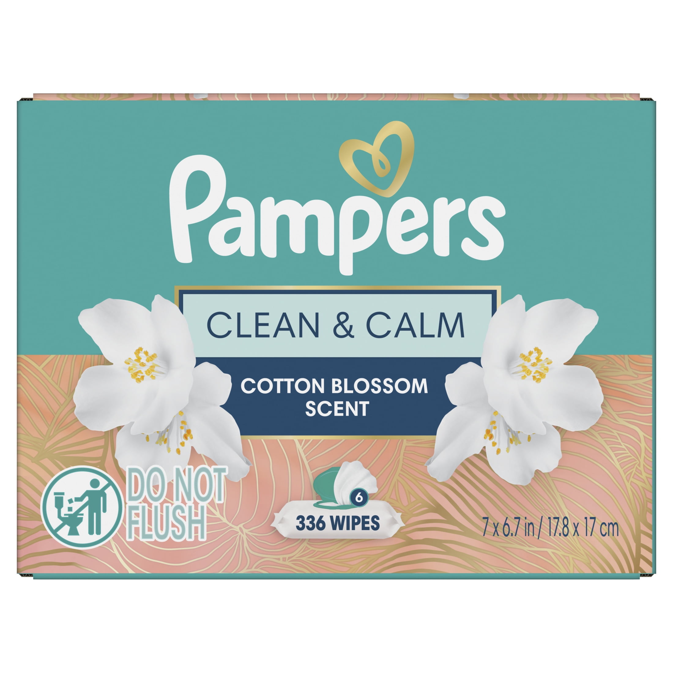 Pampers Wipes, Clean & Calm, Cotton Blossom Scent, 336 Wipes Total (6X Pop-Top Packs)
