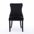 thumbnail image 4 of 2 Piece Velvet Dining Chair, Button Tufted Upholstered Accent Living Room Chair with Nail Head Trims, Modern Wingback Side Chair with Solid Wood Legs for Kitchen Dining Room Bedroom, Black, 4 of 7