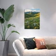 thumbnail image 3 of CozyNet Tranquil Landscape Of Rolling Hills Covered With Wildflowers And Soft Grasses Wall Art Prints With Frame Canvas Perfect for Living Room & Bedroom, Ready to Hang, Wall Decor 16"x20"in, 3 of 4