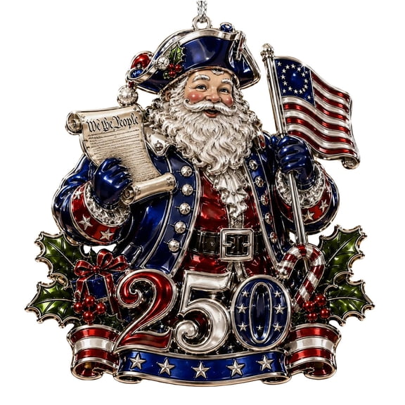 Patriotic 250th Anniversary Christmas Ornaments,250 Anniversary USA Merchandise,Metal Hanging Christmas Decorations,Stocking Stuffers,Commemorative Gifts for Mom Dad Friends Coworker(A)