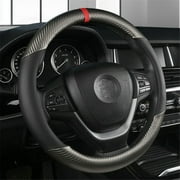 XUKEY Universal Car Steering Wheel Cover Anti-slip Carbon Fiber Leather Black