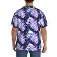 thumbnail image 3 of Fotbe blue starry sky Skull flower Camisa Estampada de Manga Corta para Hombre, Casual de Verano, Estilo Playero, Sin Arrugas-Medium, 3 of 5