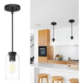 thumbnail image 2 of Modern Minimalist Pendant Light, 1-Light Matte Black Glass Shade Pendant Light Fixtures for Kitchen Island, Dining Room, Bathroom, Bedroom, Height Adjustable, E26 Base (Not Included Bulbs), 2 of 8