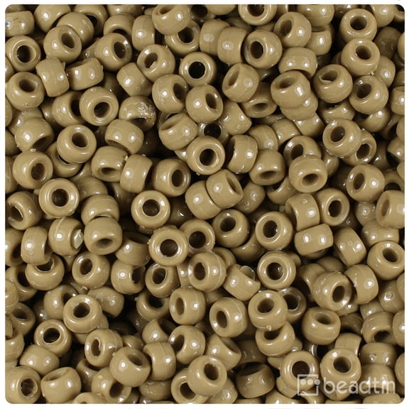 BeadTin Khaki Opaque 6.5mm Mini Barrel Pony Beads (1000pcs)