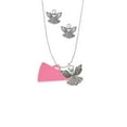 thumbnail image 2 of Delight Jewelry Acrylic 1.25" Hot Pink Megaphone Silver tone Guardian Angel Charm Necklace and Stud Earrings, 2 of 4