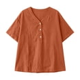 thumbnail image 6 of LEKWK Linen Tops for Women Short Sleeve Button V Neck Casual Shirts Lightweight Loose Fit Solid Summer Tops Fashion Beach Vacation Daily Outfits, 6 of 6