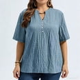 thumbnail image 2 of Horkkom Short Sleeve Tops for Women Plus Size V Neck Summer Tops Casual Loose Solid Color Tunic Tops with Button XXXXL, 2 of 6