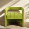 thumbnail image 5 of Modern Velvet Accent Chair with Ribbed Detail, Luxury Curved Fully Upholstered Accent Chair, Green (No Assembly Needed), 5 of 9