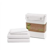 LANE LINEN 100% Organic Cotton Pure White King-Sheets Set 4-Piece Percale Weave Bedding Sheets for Bed Breathable Fits Mattress Upto 15" Deep